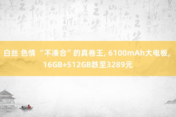 白丝 色情 “不凑合”的真卷王， 6100mAh大电板， 16GB+512GB跌至3289元