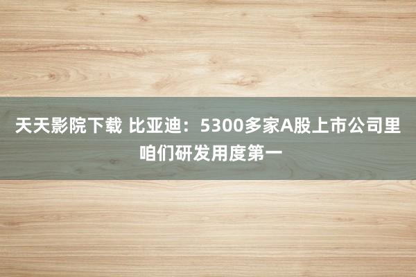 天天影院下载 比亚迪：5300多家A股上市公司里 咱们研发用度第一