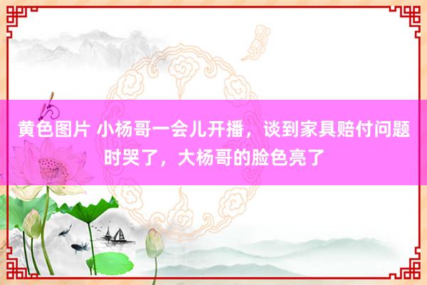 黄色图片 小杨哥一会儿开播，谈到家具赔付问题时哭了，大杨哥的脸色亮了