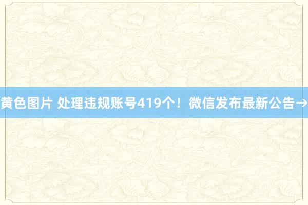 黄色图片 处理违规账号419个！微信发布最新公告→