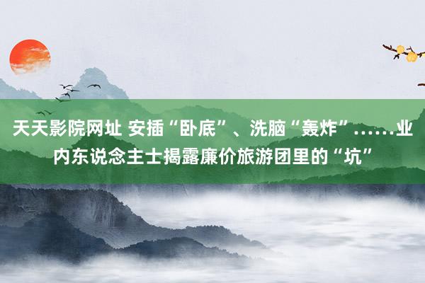 天天影院网址 安插“卧底”、洗脑“轰炸”……业内东说念主士揭露廉价旅游团里的“坑”