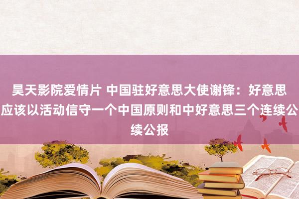 昊天影院爱情片 中国驻好意思大使谢锋：好意思国应该以活动信守一个中国原则和中好意思三个连续公报