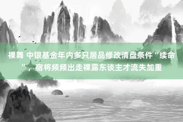 裸舞 中银基金年内多只居品修改清盘条件“续命”，宿将频频出走裸露东谈主才流失加重