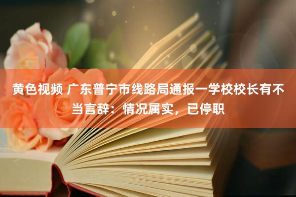 黄色视频 广东普宁市线路局通报一学校校长有不当言辞：情况属实，已停职