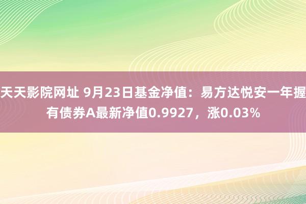 天天影院网址 9月23日基金净值：易方达悦安一年握有债券A最新净值0.9927，涨0.03%