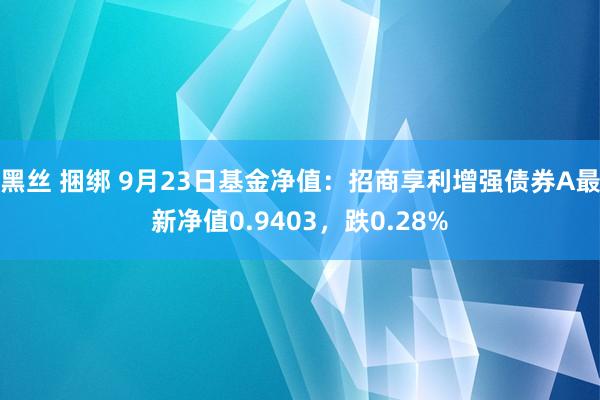 黑丝 捆绑 9月23日基金净值：招商享利增强债券A最新净值0.9403，跌0.28%