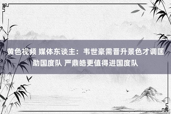 黄色视频 媒体东谈主：韦世豪需晋升景色才调匡助国度队 严鼎皓更值得进国度队