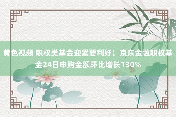 黄色视频 职权类基金迎紧要利好！京东金融职权基金24日申购金额环比增长130%