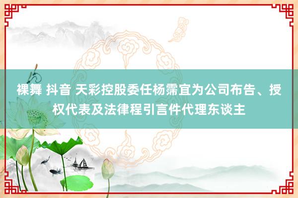 裸舞 抖音 天彩控股委任杨霈宜为公司布告、授权代表及法律程引言件代理东谈主