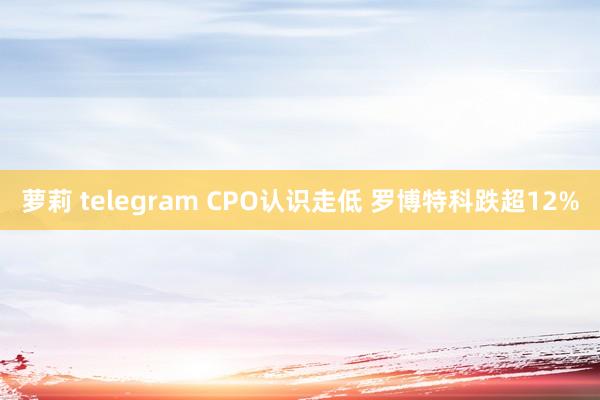 萝莉 telegram CPO认识走低 罗博特科跌超12%