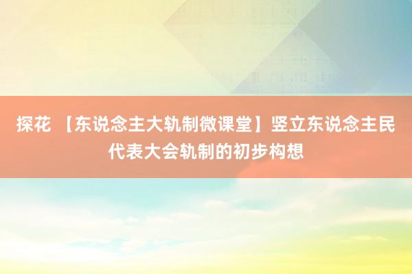 探花 【东说念主大轨制微课堂】竖立东说念主民代表大会轨制的初步构想