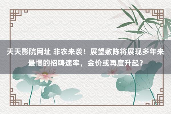 天天影院网址 非农来袭！展望敷陈将展现多年来最慢的招聘速率，金价或再度升起？