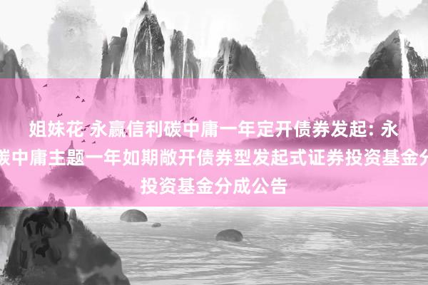 姐妹花 永赢信利碳中庸一年定开债券发起: 永赢信利碳中庸主题一年如期敞开债券型发起式证券投资基金分成公告