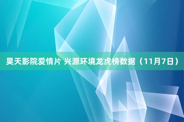 昊天影院爱情片 兴源环境龙虎榜数据（11月7日）