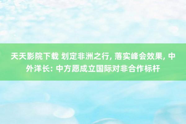 天天影院下载 划定非洲之行， 落实峰会效果， 中外洋长: 中方愿成立国际对非合作标杆