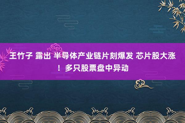 王竹子 露出 半导体产业链片刻爆发 芯片股大涨！多只股票盘中异动